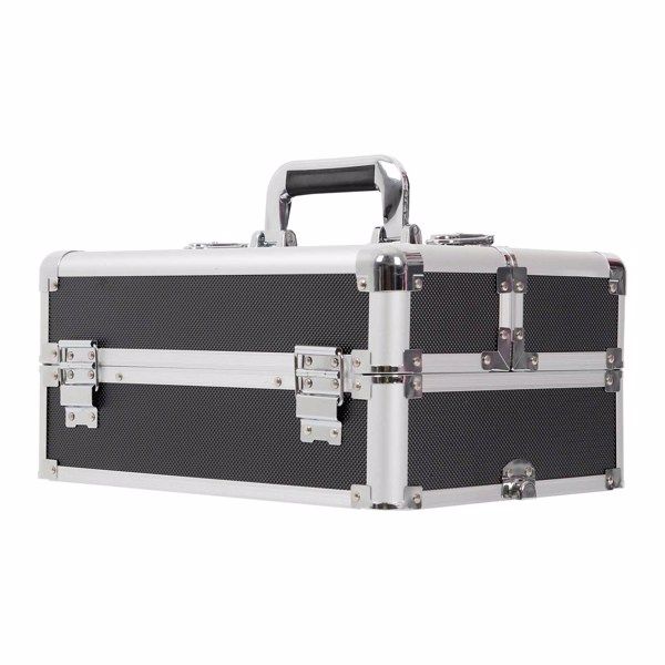 4 in 1 Rolling Makeup Case Makeup Trolley Case With Wheels Makeup Travel Case Organizer (BLACK)