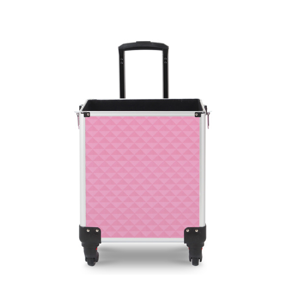 4 in 1 Makeup Cosmetic Train Case Professional Makeup Case Rolling Train Case on Wheels Diamond Surface (PINK)