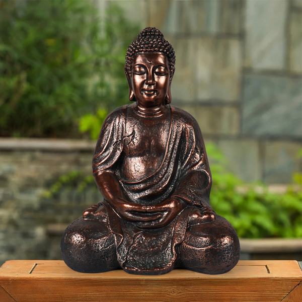 16.1inch Zen Buddha Indoor Outdoor Statue for Yard Garden Patio Deck Home Decor[Unable to ship on weekends, please place orders with caution]
