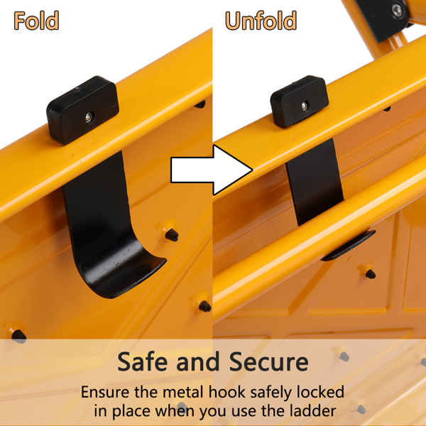 Portable Lightweight Anti-Slip 3 Step Stool Ladder with Handgrip & Pedal, Iron