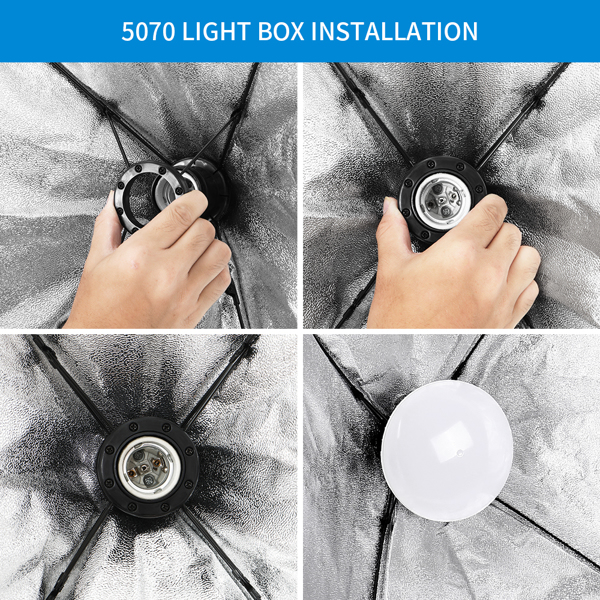 Softbox Lighting Kit, Photo Equipment Studio Softbox 20" x 27", with E27 Socket and 2x5500K Instant Brightness Energy Saving Lighting Bulbs
