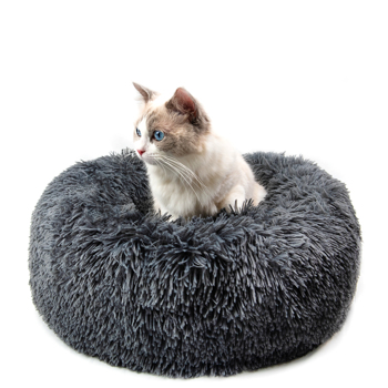 Pet Beds for Cats, Anti Anxiety Fluffy Dog Bed Cuddler with Anti-Slip & Water-Resistant Bottom, Washable Calming Dog Bed for Small Medium Pets 19.7 x 19.7 inch（shipment from FBA）