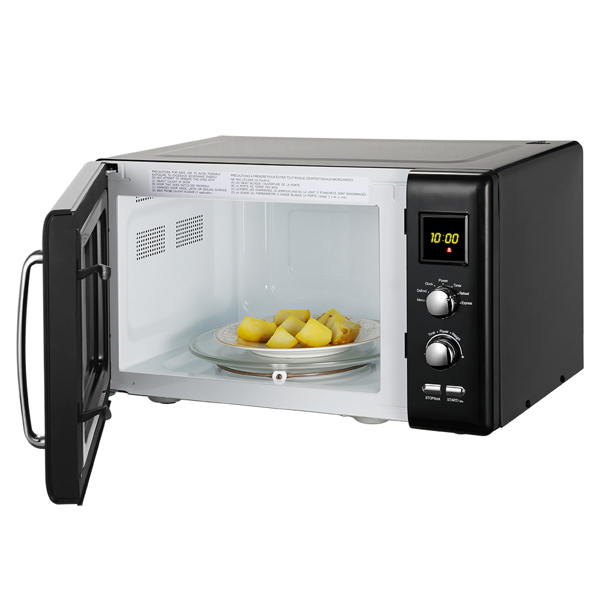 B25UXP45-A90 / Black 23L / 0.9cuft Retro Microwave With Display/Silver Handle