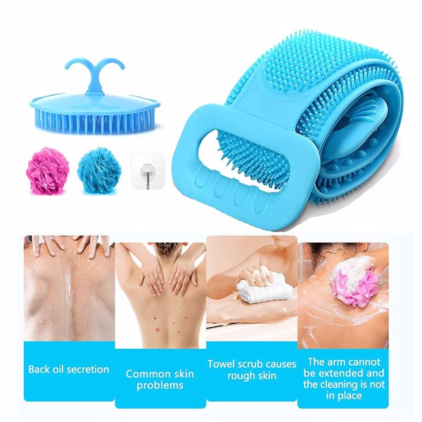 【Bans sale on Walmart】 5PCS Silicone Back Scrubber for Shower 30" Bath Body Brush Comfortable Exfoliating Massage Back Washer for Men Women