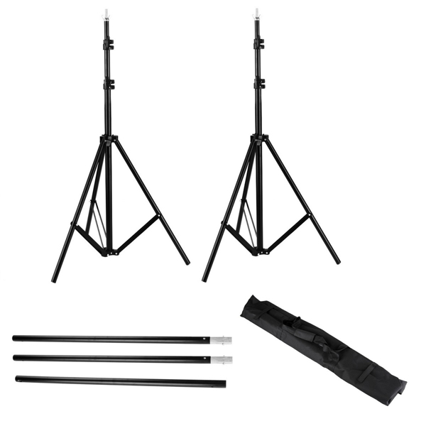 2*2M Backdrop Support Stand Set 3 Fish Mouth Clips Black