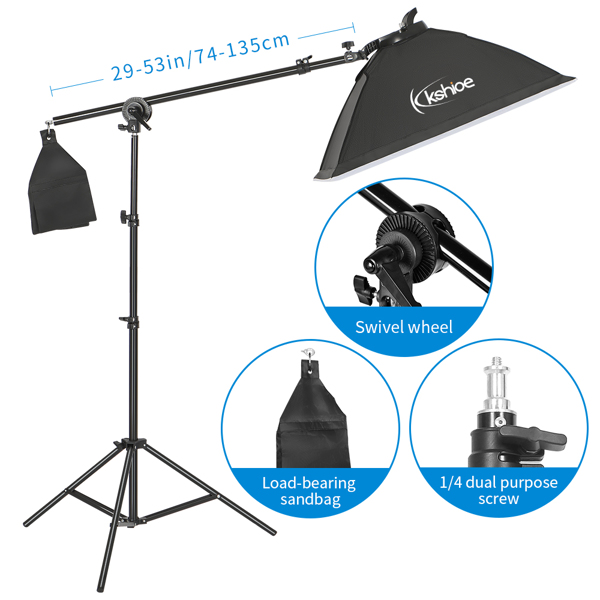 PK004 45W Rectangle with Adjustable Color and Brightness 3 Times Soft Light box LED Light with Cantilever Camera Set