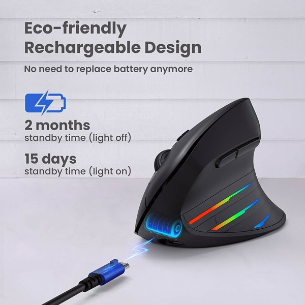 【Banned sale on Amazon】Rechargeable Ergonomic Mouse Vertical Wireless Bluetooth Mouse for Laptop, Tablet, PC, Mac, Windows 7/8/10, Android
