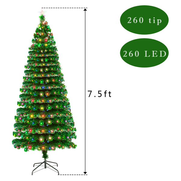 7.5ft 光纤 260LED灯 260枝头 嫩绿 圣诞树 PVC树枝铁支架 N101 法国