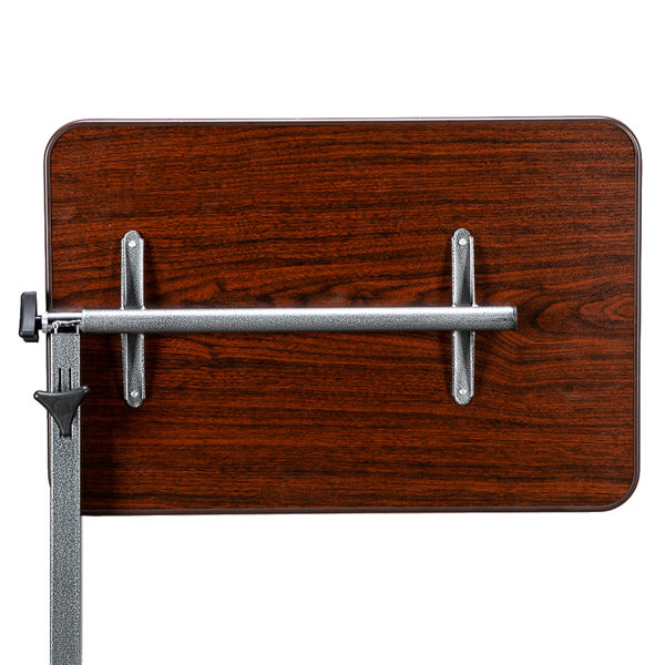 Multifunctional Adjustable Bedside Table MDF/Iron/4 Wheels With Brake, Dark Wood Grain Color