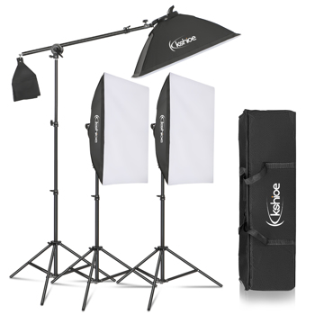 Kshioe PK004 45W Rectangle with Adjustable Color and Brightness 3 Times Soft Light box LED Light with Cantilever Camera Set