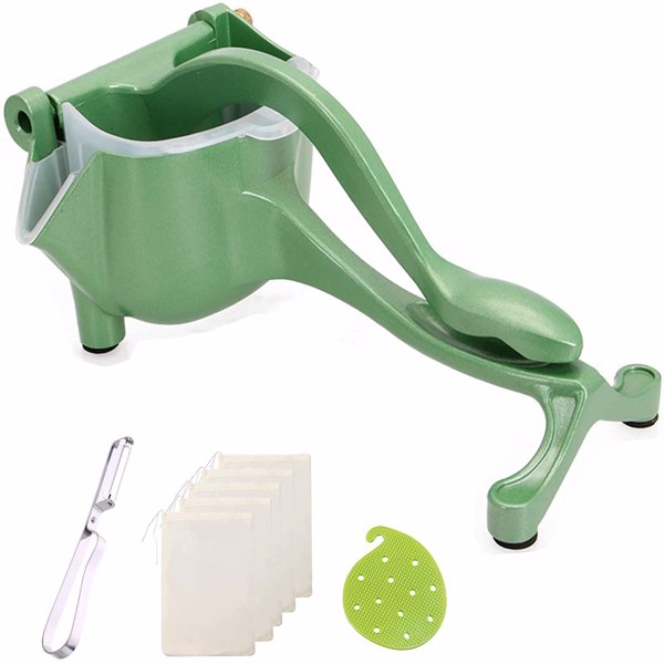 【Bans sale on Walmart】 9 Pcs Manual Fruit Juicer, Stainless Steel Heavy Duty Lemon Press Squeezer Extractor Tool, Includes Filter Bags, Vegetable Scrubber Brush, Fruit Peeler Knife