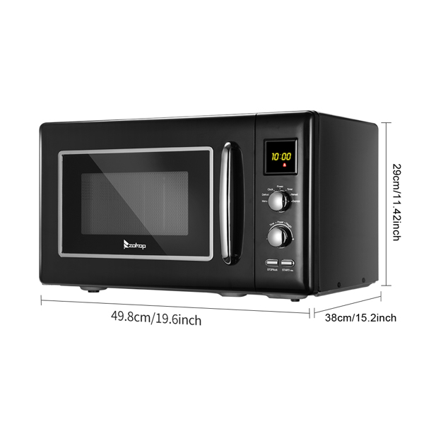 B25UXP45-A90 / Black 23L / 0.9cuft Retro Microwave With Display/Silver Handle