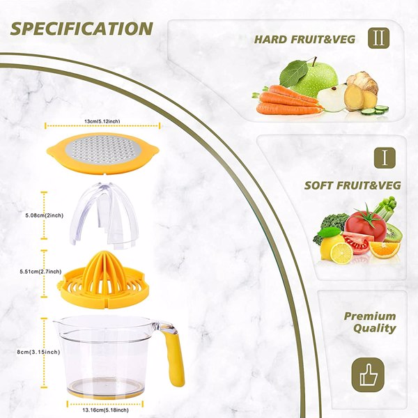 【Bans sale on Walmart】 7 Pcs Lemon Squeezer, 20 OZ Large Capacity Manual Citrus Juicer, Bonus Silicone Funnels & Kitchen Towel (Yellow)