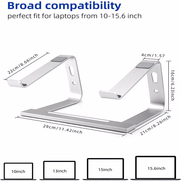 Laptop Stand, Computer Stand for Laptop, Aluminium Laptop Riser, Ergonomic Laptop Holder Compatible with MacBook Air Pro, Dell XPS, More 10-15.6 Inch Laptops Work from Home