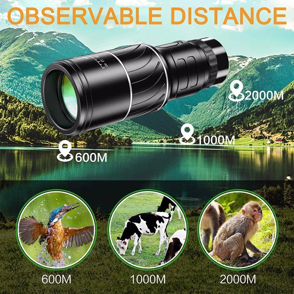 【Bans sale on Walmart】 16X52 Monocular Telescope, High Power Prism Compact Monoculars for Adults Kids HD Monocular Scope for Bird Watching Gifts Hiking Concert Travelling Sports Game with Phone Adapte