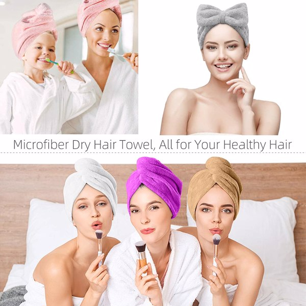 【Bans sale on Walmart】 Hair Towel Wrap, 4+1 Packs Microfiber Hair Towel Hair Turbans for Wet Hair, Ultra Absorbent Fast Hair Drying Towel for Women, Extra 10 PCS Gifts