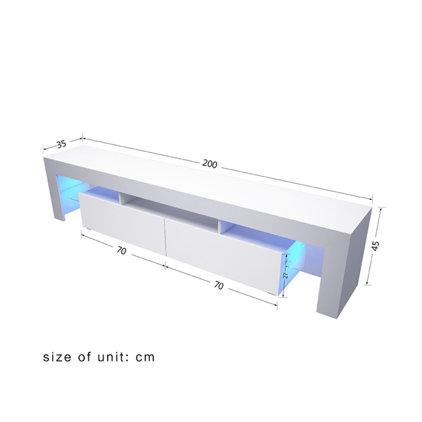 High Gloss Front LED TV Stand up to 85" with Blue LED Light White