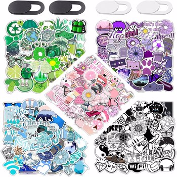 【Bans sale on Walmart】 (254 Pack) Mixed Stickers for Water Bottles, Waterproof Vinyl Decals Aesthetic Stickers for Teens, Best Gift for Adult, Children with 4 Webcam Cover Slide