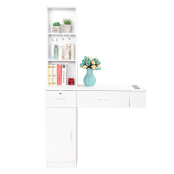 Wall Mount Beauty Salon Spa Mirrors Station Hair Styling Station Desk White