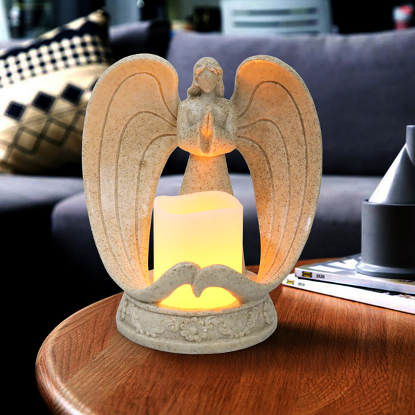 Nordic Style Resin Angel Electronic Candle Holder Living Room Church Decorations