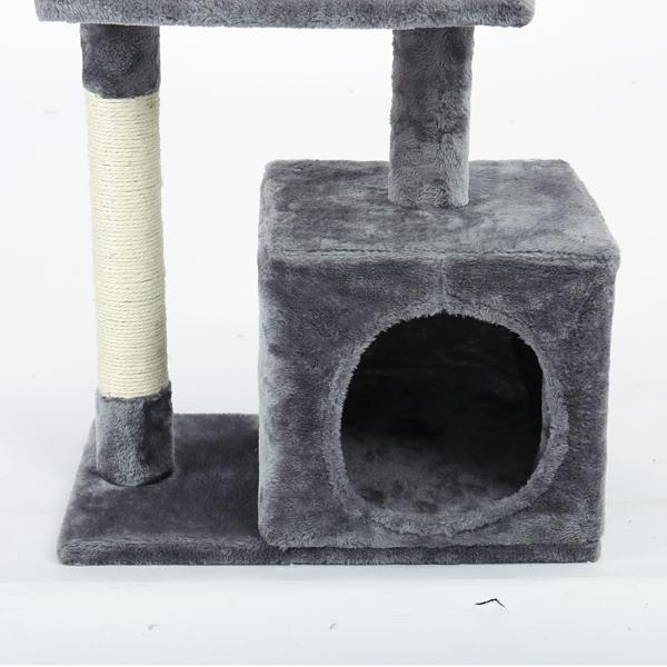 Cat Tree, Kitty Toy Cat Scratching Post Natural Sisals Kitten Activity Tower Condo Stand Luxury Furniture for Small Cats Gray