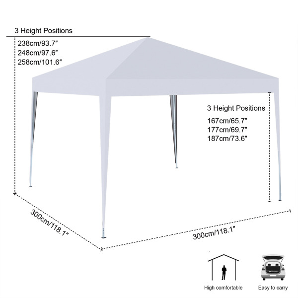 3m x 3m Pop Up Gazebo Outdoor Garden Shelter - PVC Coated with Travel Bag