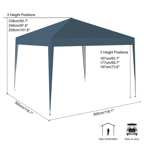 3m x 3m Pop Up Gazebo Outdoor Garden Shelter - PVC Coated with Travel Bag
