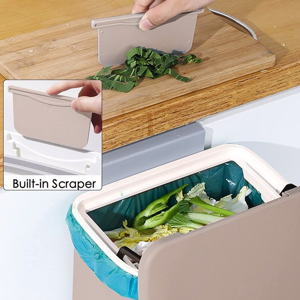 【Bans sale on Walmart】 2.4 Gallon Kitchen Compost Bin with Lid, Under Sink Trash Can Recycling Bins for Kitchen, Hanging Small Trash Can for Kitchen, Mountable Indoor Compost Bucket, Coffee