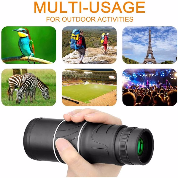 【Bans sale on Walmart】 16X52 Monocular Telescope, High Power Prism Compact Monoculars for Adults Kids HD Monocular Scope for Bird Watching Gifts Hiking Concert Travelling Sports Game with Phone Adapte