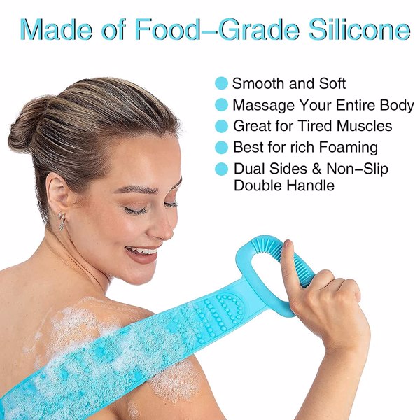 【Bans sale on Walmart】 5PCS Silicone Back Scrubber for Shower 30" Bath Body Brush Comfortable Exfoliating Massage Back Washer for Men Women