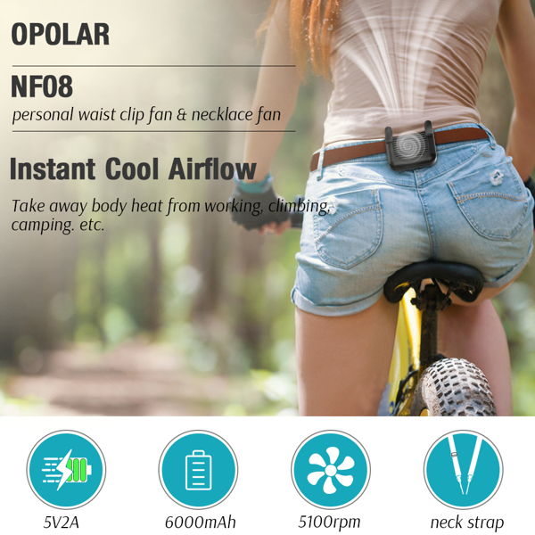 (ABC)6000mAh Waist Clip Fan with 23H Working Time, Portable Hands-free Belt Fan, Body Fan with 3-Speed, Strong Airflow for T-shirts, Jacket, Clothes, Fishing, Gardening,  Prohibited Product on Amazon