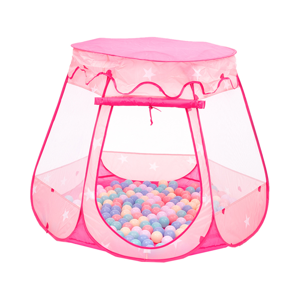 -儿童帐篷-游戏帐篷-190T涤纶-六面平顶-粉色 -9