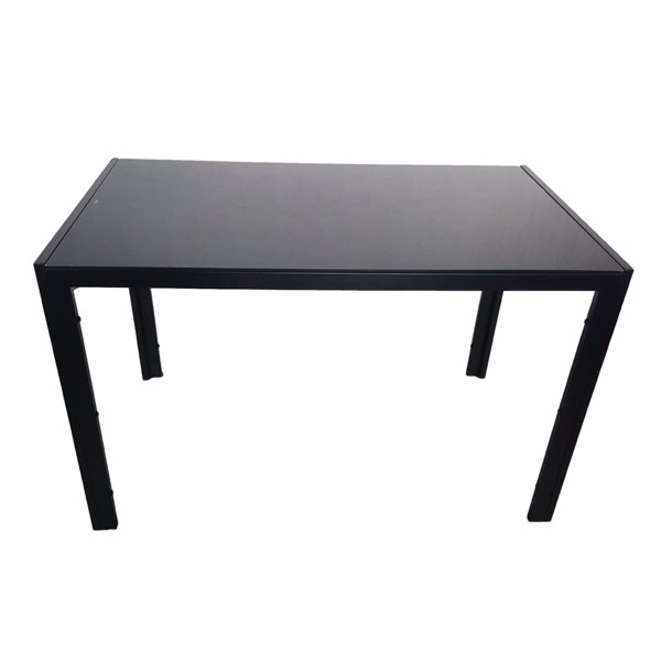 Simple Assembled Tempered Glass & Iron Dinner Table Black