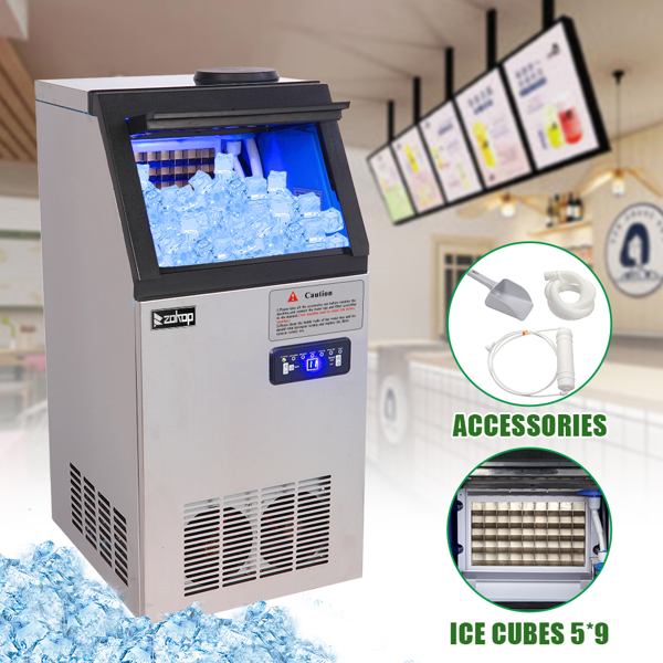 BY-90PF 495W 68KG / H 120V / 60HZ American Standard Stainless Steel Transparent Cover Commercial Ice Machine