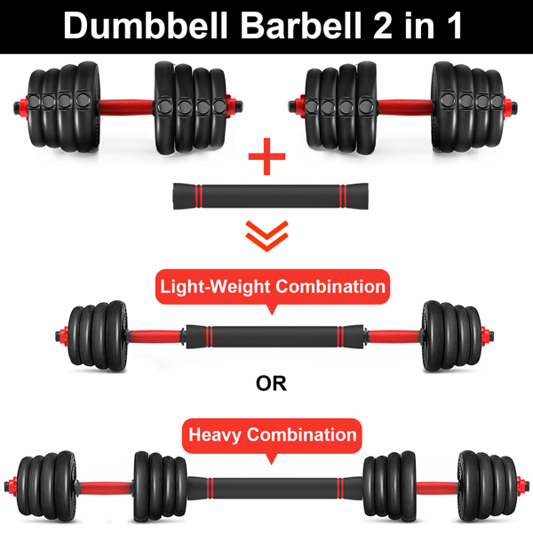 (Deliver in 8-14 days) Adjustable Dumbbell Set 66 LBS Dumbellsweights Set, 2 in 1 Barbell Weight Set for Home Gym, Exercise Fitness Dumbells for Men and Women