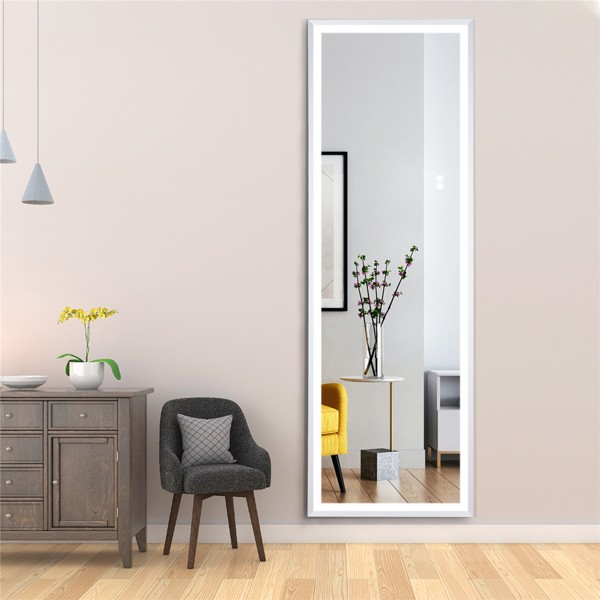 (This item can not be sold on Amazon)22" x 65" Led Lighted Full Length Mirror, Body Mirrors with Brushed Silver Frame, Touch Switch and Stepless Dimmable