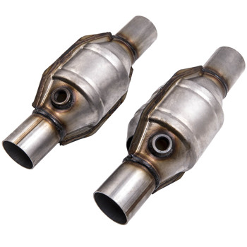 2x Weld-On 2.25\\" Inlet/Outlet Universal High-Flow Catalytic Converter 53005