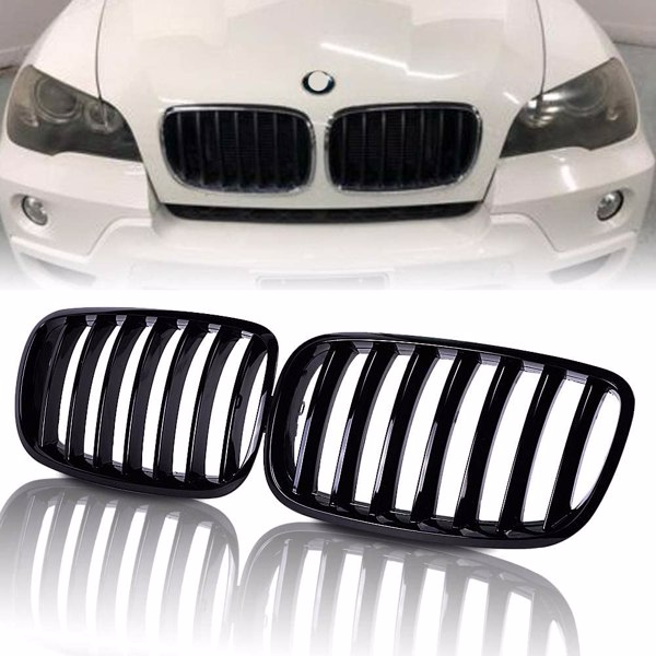 LEAVAN Front Gloss Black Kidney Grill Grilles For BMW X5 E70 X6 E71 2007-14