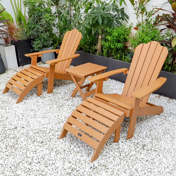 【周末无法发货，谨慎下单】TALE Adirondack Ottoman Footstool All-Weather and Fade-Resistant Plastic Wood for Lawn Outdoor Patio Deck Garden Porch Lawn Furniture Brown，Banned from selling on Amazon