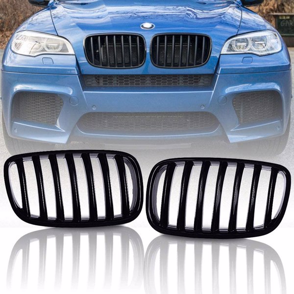LEAVAN Front Gloss Black Kidney Grill Grilles For BMW X5 E70 X6 E71 2007-14