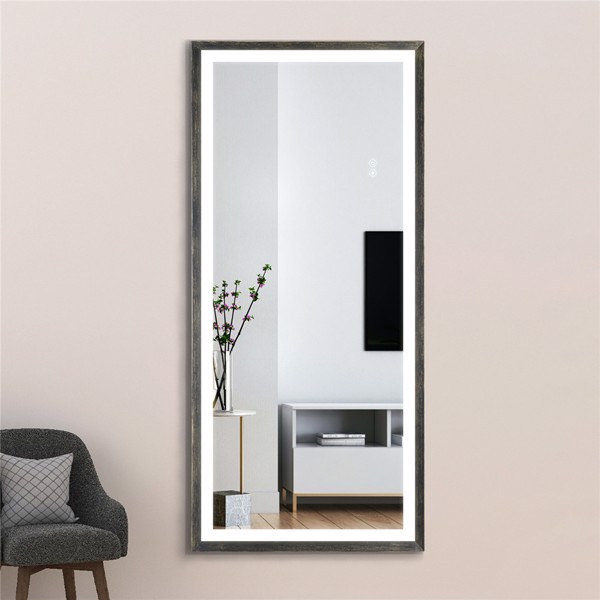 (This item can not be sold on Amazon)22" x 48" Led Lighted Full Length Mirror, Body Mirrors with Antique Brass Frame, Touch Switch and Stepless Dimmable
