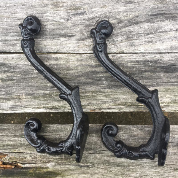 Vintage Style Cast Iron Wall Coat Hooks Hat Hook Hall Tree 5 1/3" Black GG015 