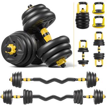 Adjustable Dumbbell Set 44 LBS Dumbellsweights Set, 2 in 1 Barbell Weight Set Kettlebell for Home Gym, Exercise Fitness Dumbells for Men and Women