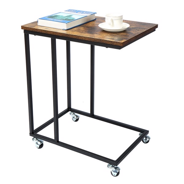Side Table with Rolling Casters