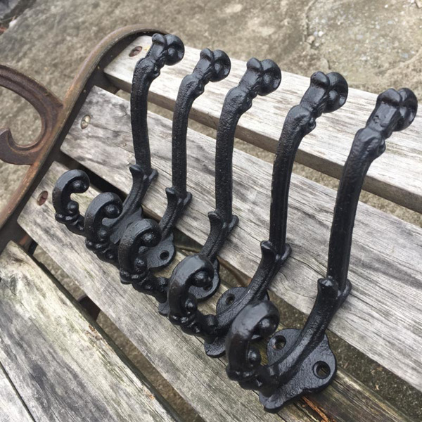 Vintage Style Cast Iron Wall Coat Hooks Hat Hook Hall Tree 5 1/3" Black GG015 