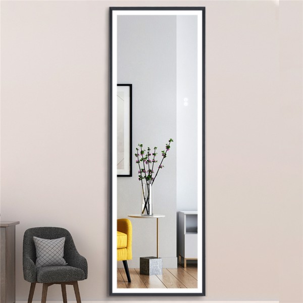 (This item can not be sold on Amazon)22" x 65" Led Lighted Full Length Mirror, Body Mirrors with Sand black Frame, Touch Switch and Stepless Dimmable