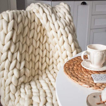 Chunky Knit Blanket Handmade Knitting Warm Knitting Throw Blanket