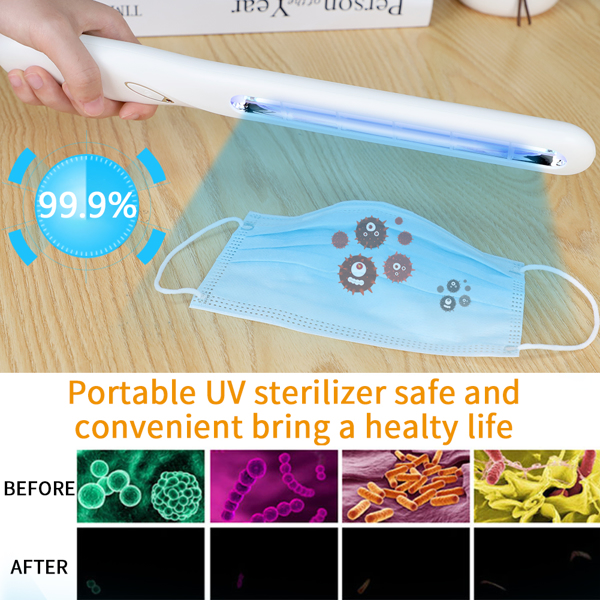 (ABC)UV Light Sanitizer Wand, Portable UVC Light Disinfector Lamp Chargable, Disinfects Phones, Toys, Wardrobe and Baby Items for Household and Travel