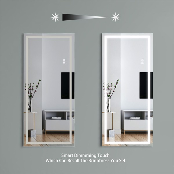 (This item can not be sold on Amazon)22" x 48" Led Lighted Full Length Mirror, Body Mirrors with Silver(frameless), Touch Switch and Stepless Dimmable