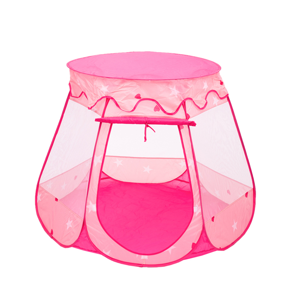 -儿童帐篷-游戏帐篷-190T涤纶-六面平顶-粉色 -12